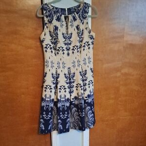 Elegant Blue and Cream Sleeveless Dress Gabby Skye